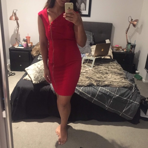 Red Calvin Klein cocktail dress - Picture 4 of 5